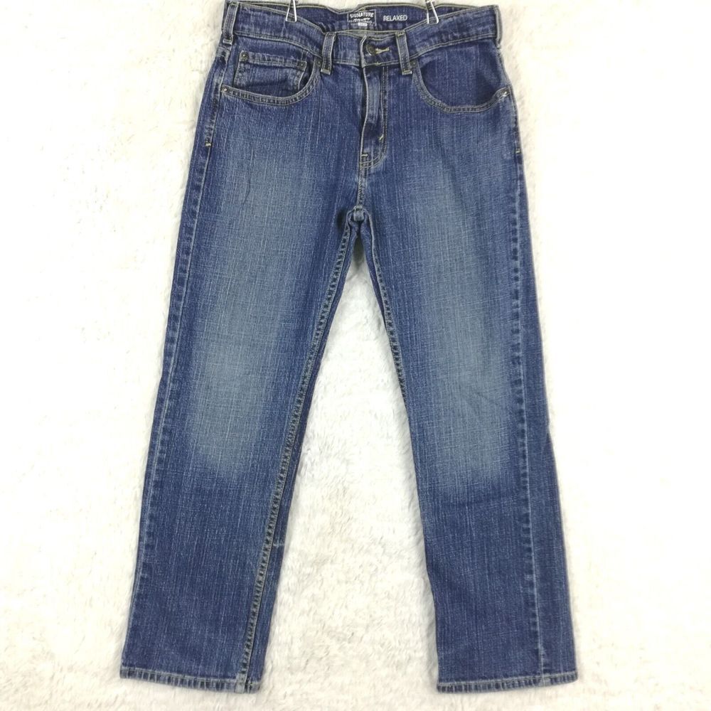 Signature Levi Strauss Big Boys Jeans  Relaxed Straight Leg Blue Denim Medium 16